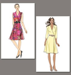 8646 VOGUE EZ WRAP FLARE DRESS SLEEVES OR NOT PATTERN 14 TO 22 A-D uncut